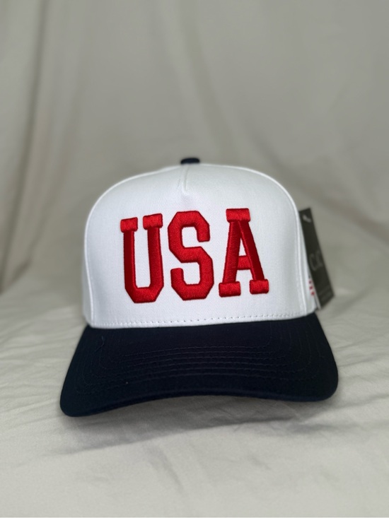C.C Accessories - C.C White Trucker Cap with Navy Top Button